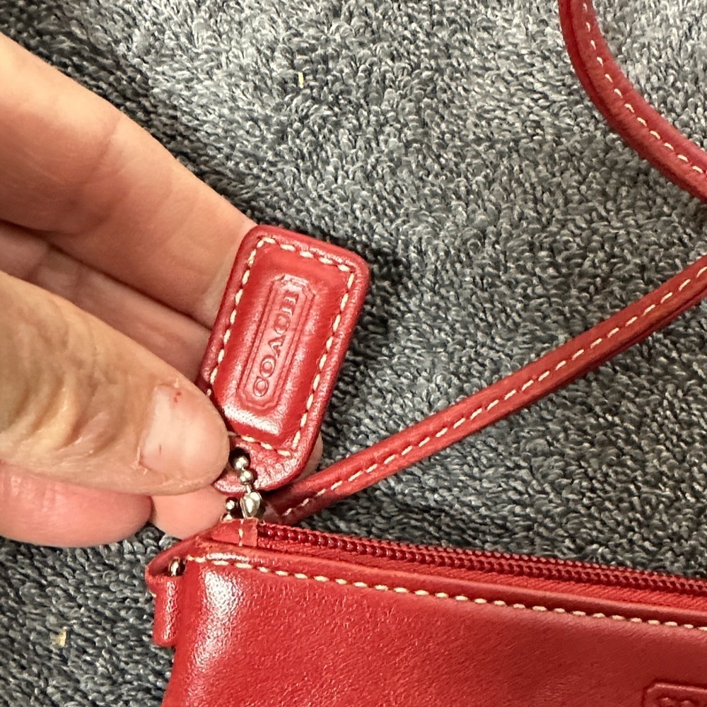 Coach Cherry Red Leather Wristlet - Picture 7 of 11